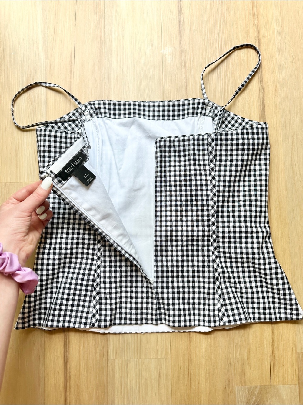 White House Black Market 10 Gingham Corset Top Bustier Bodice Removable Strap - Picture 3 of 8